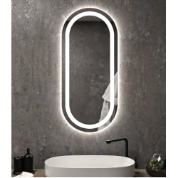 Κρεμαστός Καθρέπτης Semi-Oval Mat 100 x 45 εκ. με Led